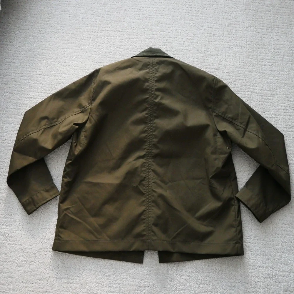 H&M Mens Utility Jacket Olive Green Corduroy Collar Field Coat Medium NEW